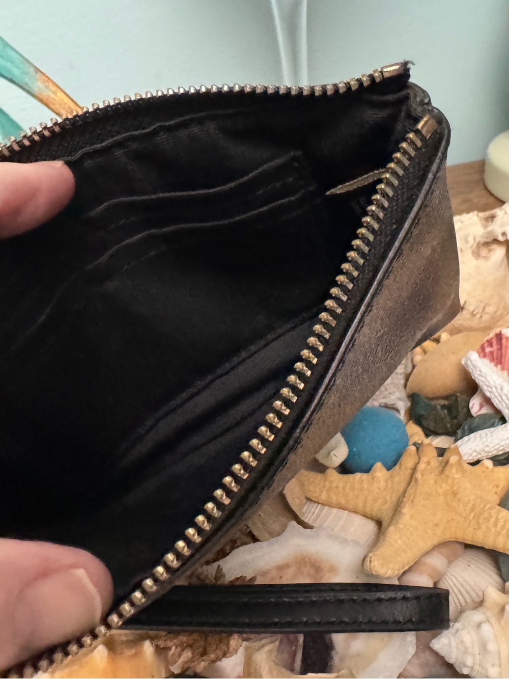 Coach Brown and Black Leather Zip Pouch with Gold Logo - Picture 6 of 11